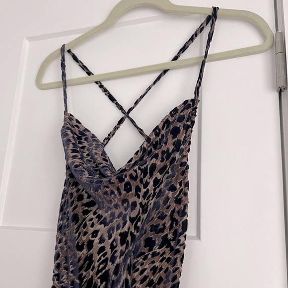 Rat & Boa Jasmine Leopard Print Cowl Neck Semi Sheer Velvet Maxi Dress - Picture 4 of 13